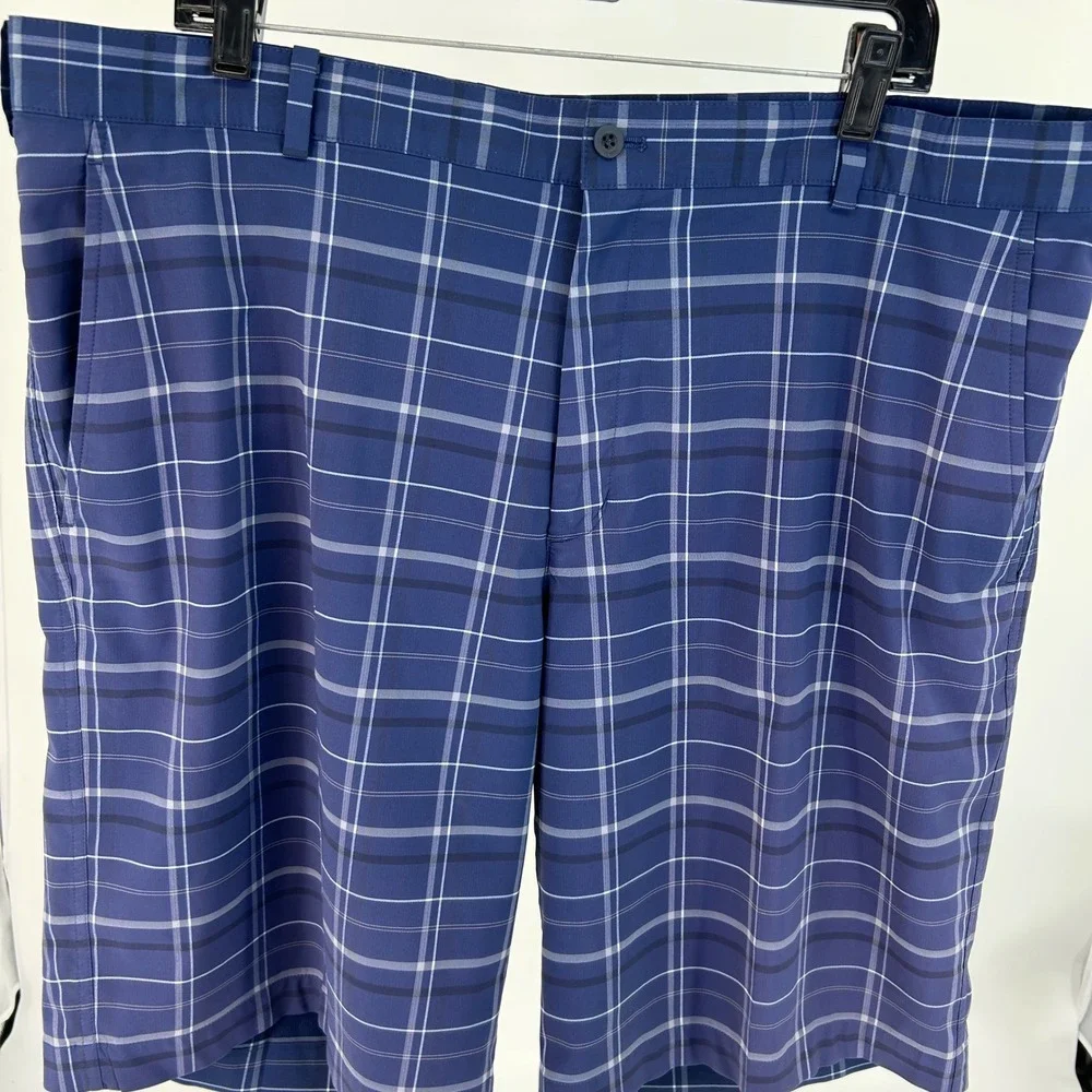 Nike Golf Mens Blue Plaid Flat Front Performance Shorts Size 40